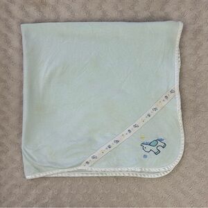 Vintage First Moments Horse Pony Baby Blanket Light Green White Edge Trim Star